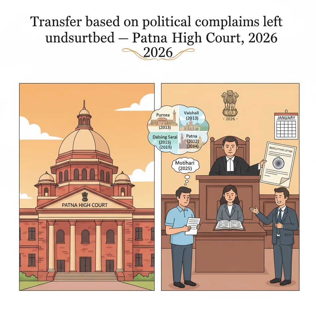 Illustration of Patna High Court examining a government engineer’s transfer dispute.