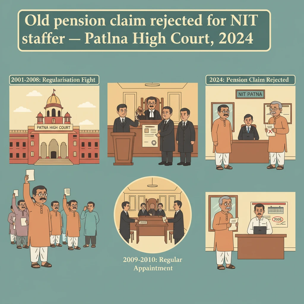 Illustration of Patna High Court examining pension rights of an NIT Patna employee