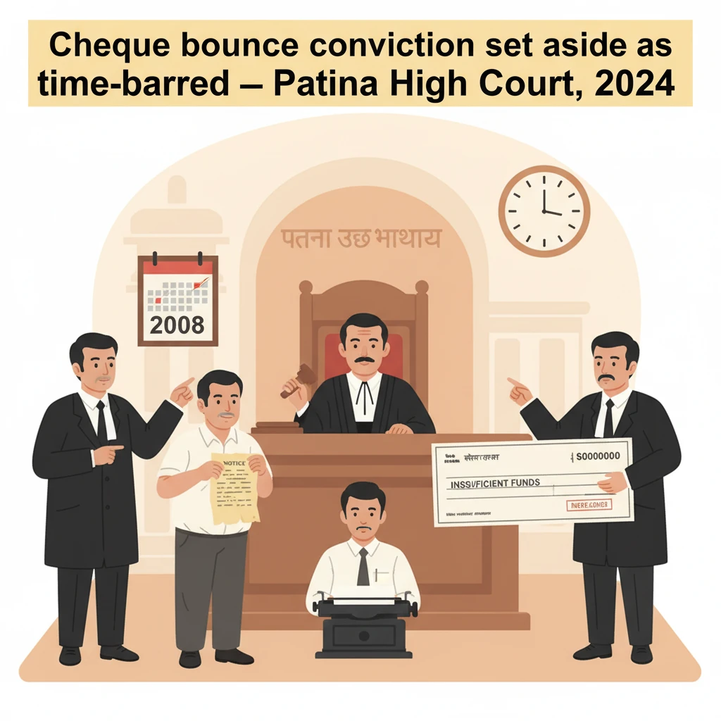 Illustration of Patna High Court examining a cheque bounce case filed beyond limitation.