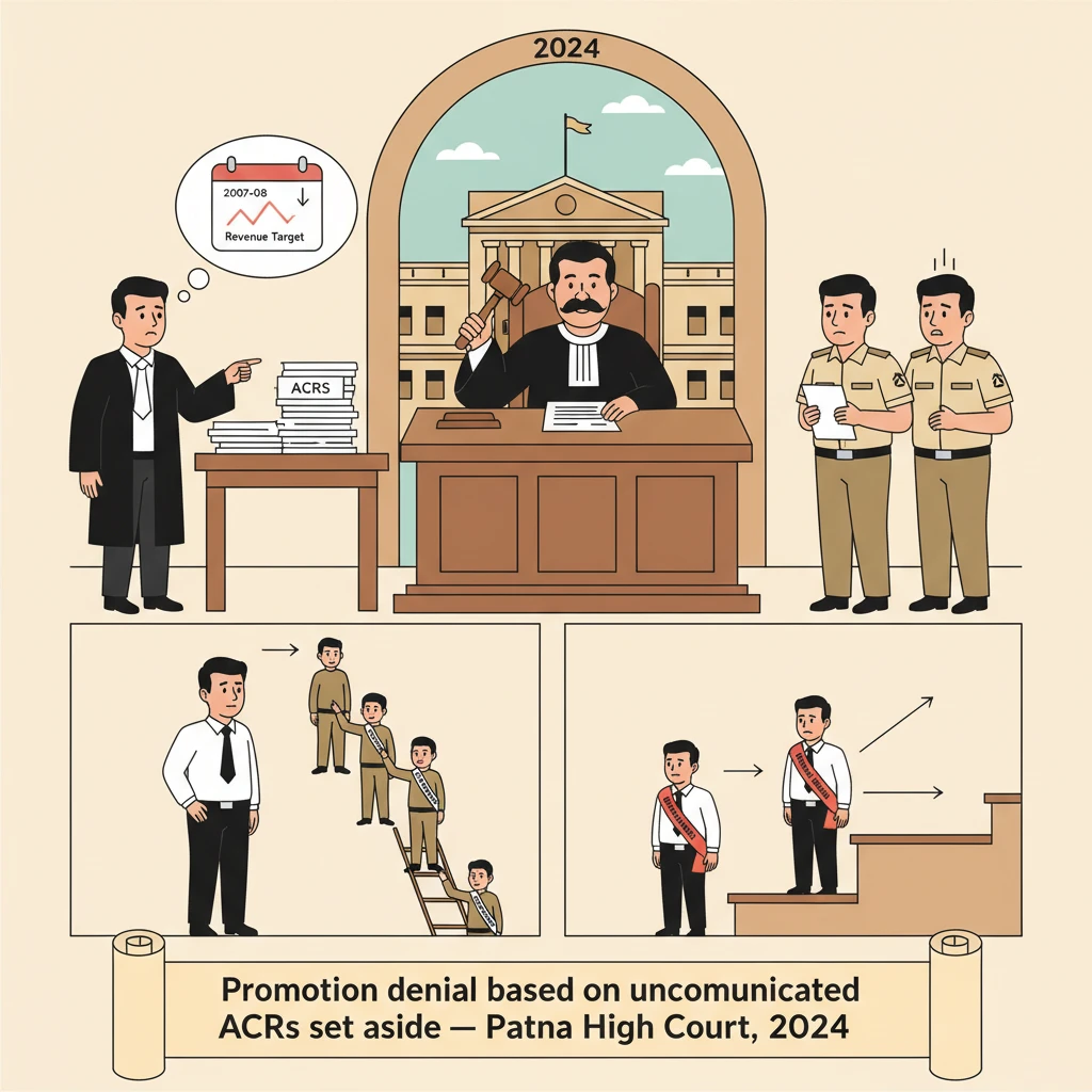 Illustration of Patna High Court reviewing a government officer’s promotion and ACR record.