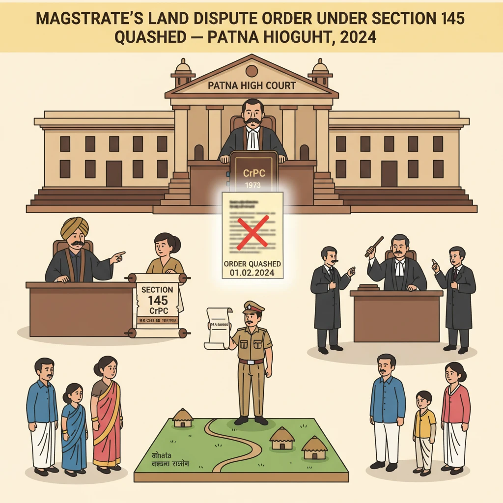Illustration of Patna High Court reviewing a land dispute under Section 145 CrPC.