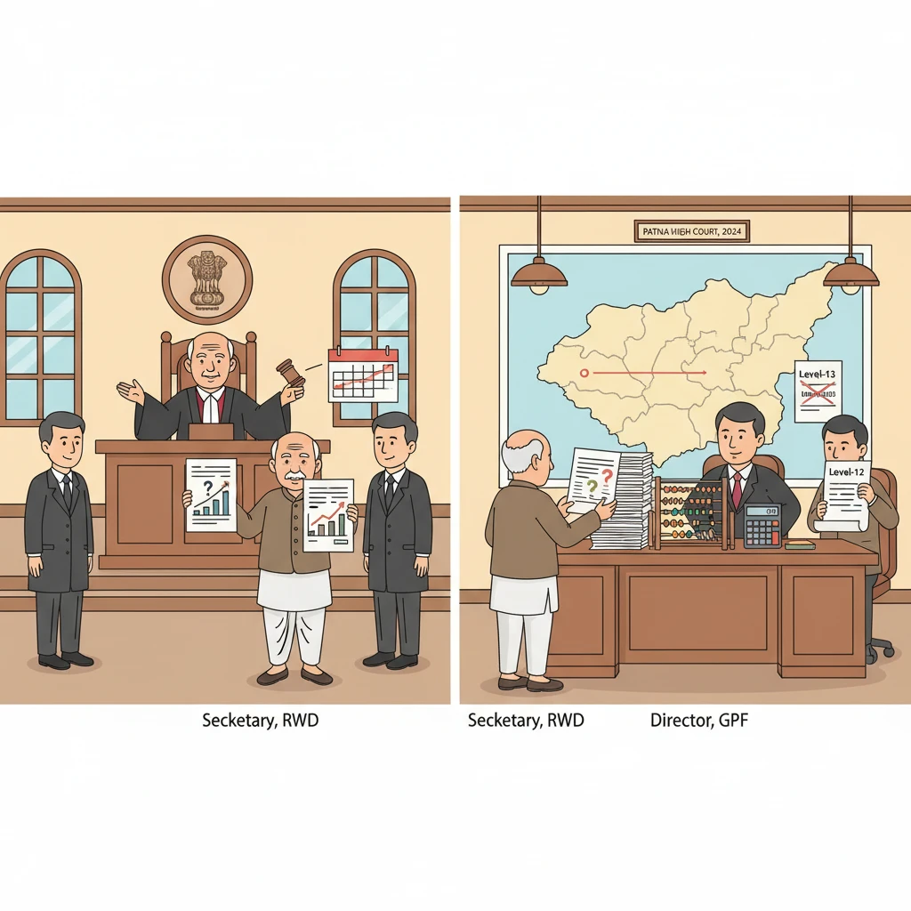 Illustration of Patna High Court dealing with a retired engineer’s dispute over retiral dues.