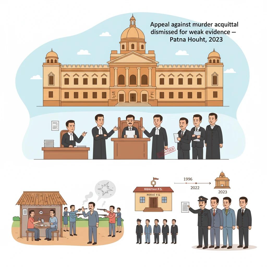 Illustration of Patna High Court building in a criminal appeal on murder acquittal.