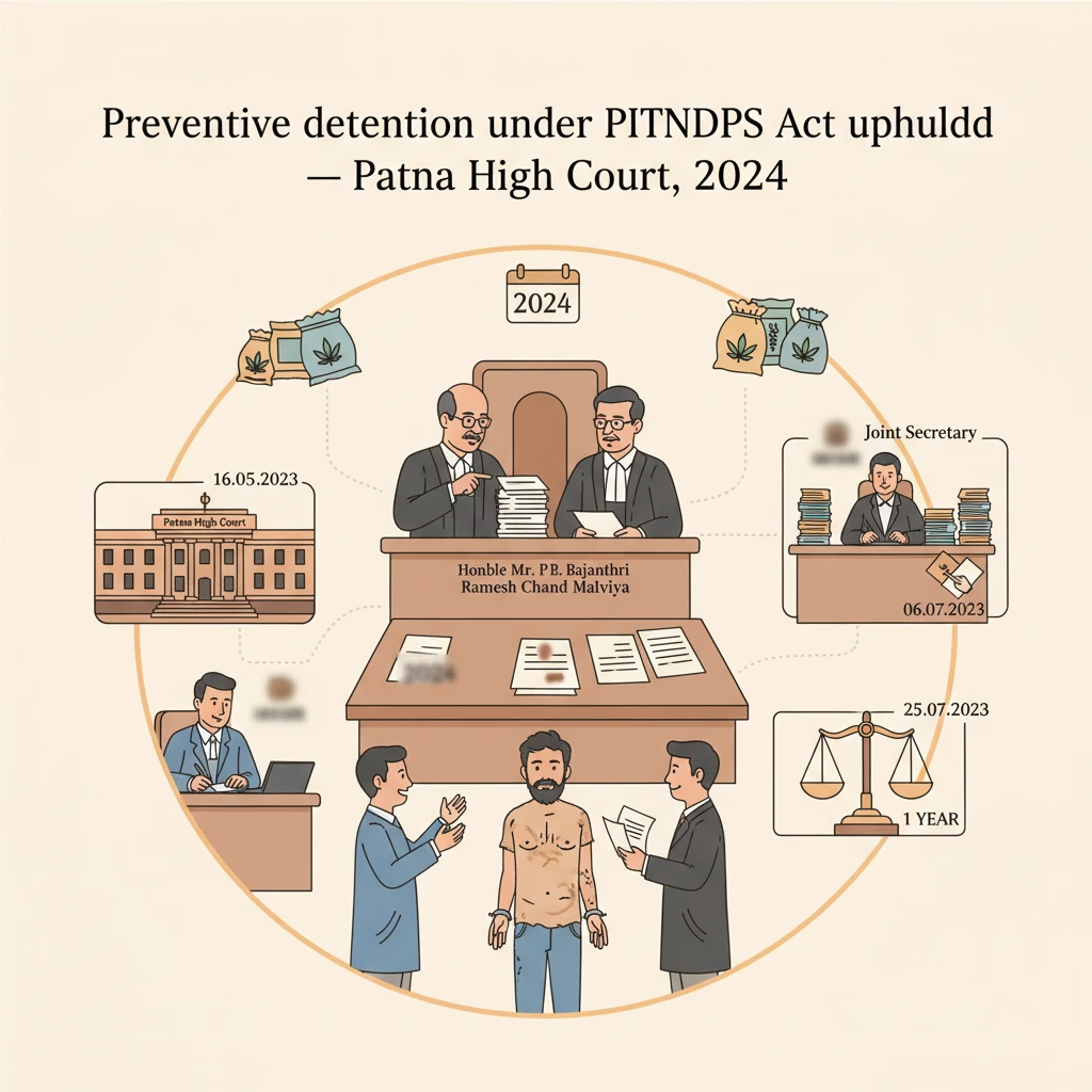 Illustration of Patna High Court examining a preventive detention order in a narcotics case.
