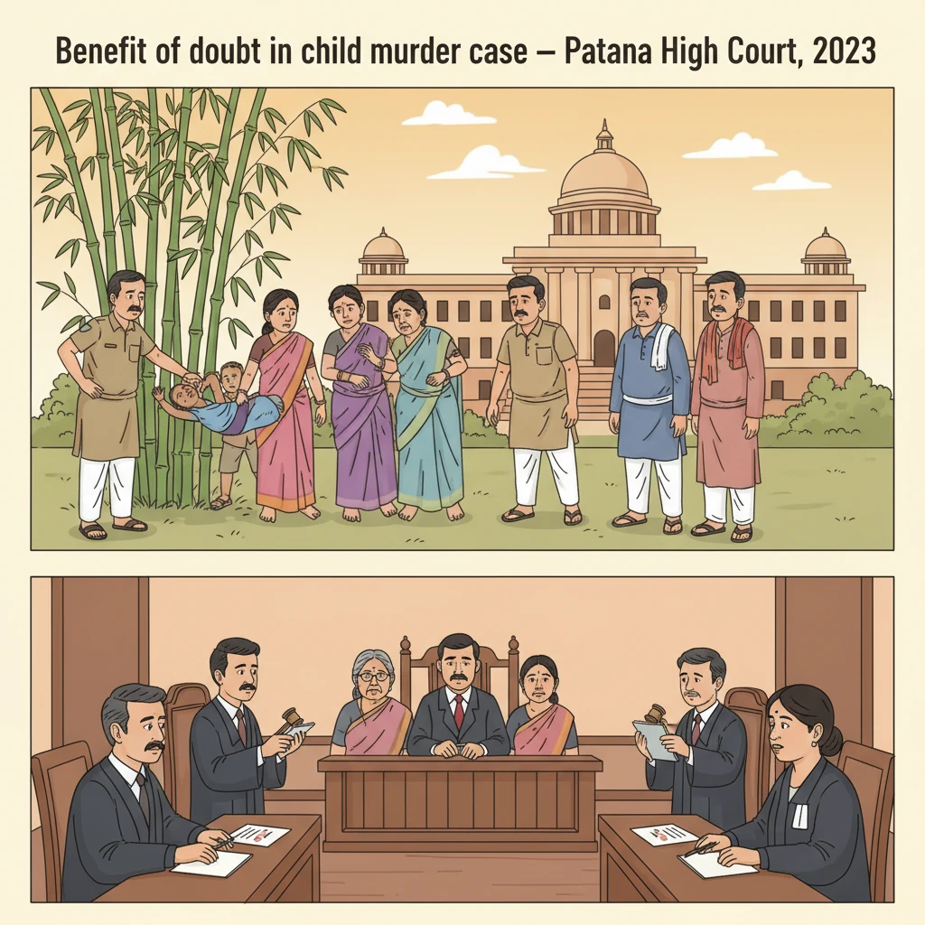 Illustration of Patna High Court reviewing a village child murder conviction on circumstantial evidence.