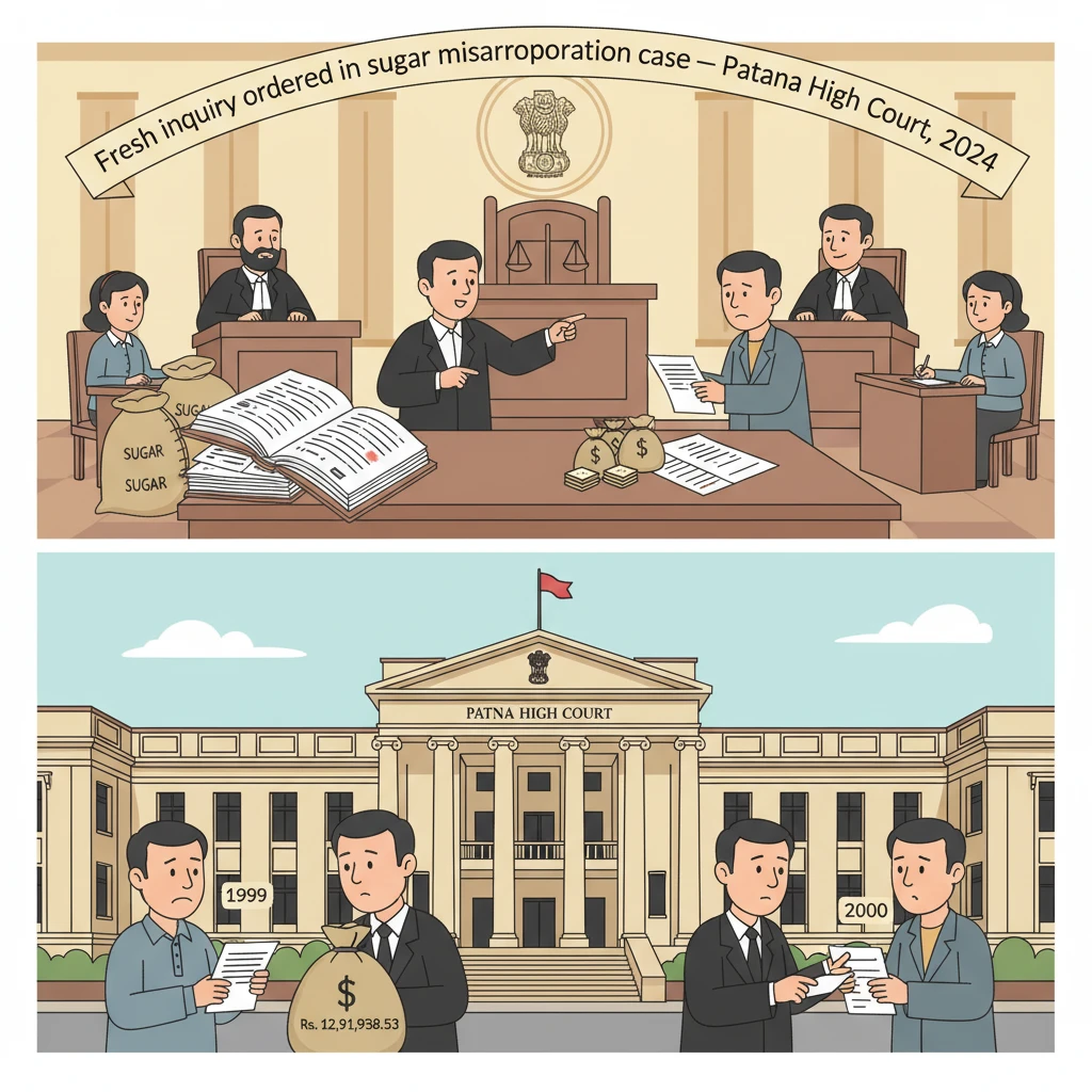 Illustration of Patna High Court reviewing a disciplinary dismissal for alleged sugar misappropriation.