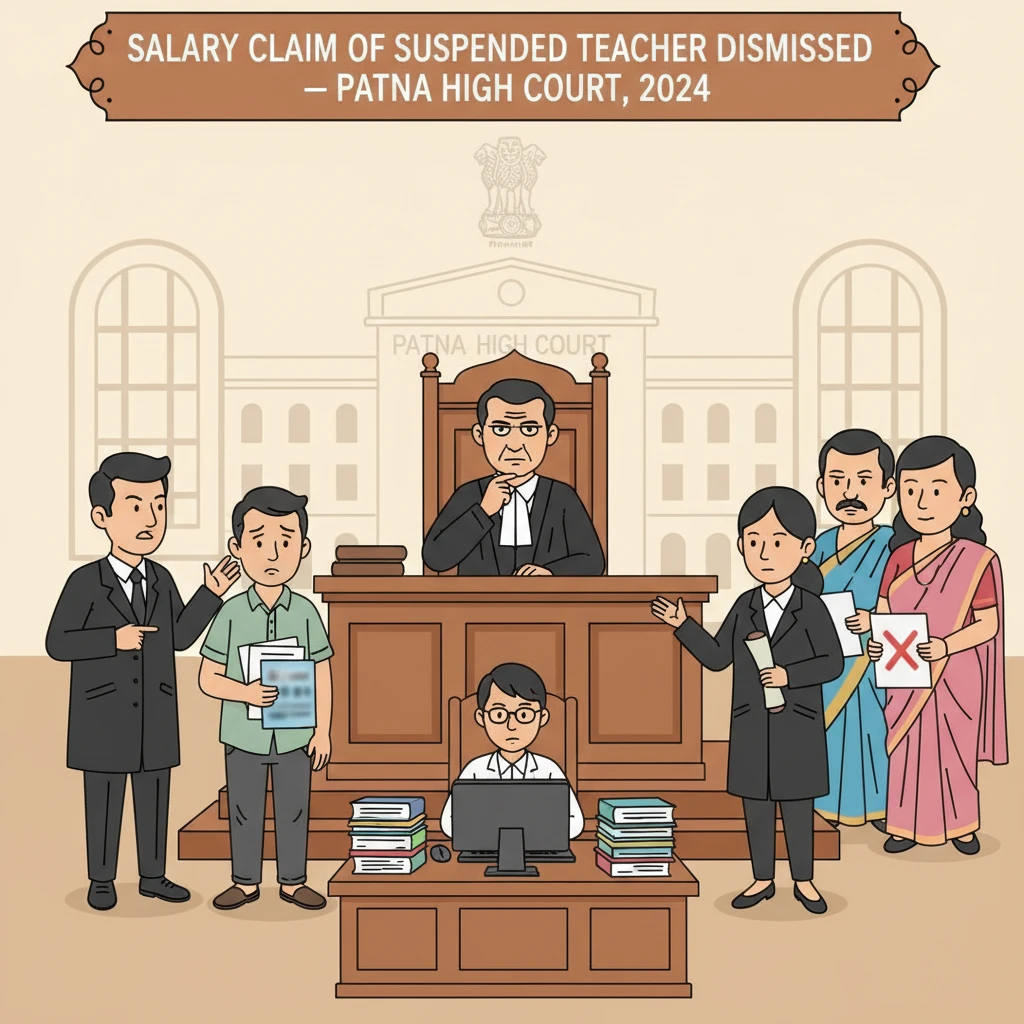 Illustration of Patna High Court building in a teacher service dispute case.