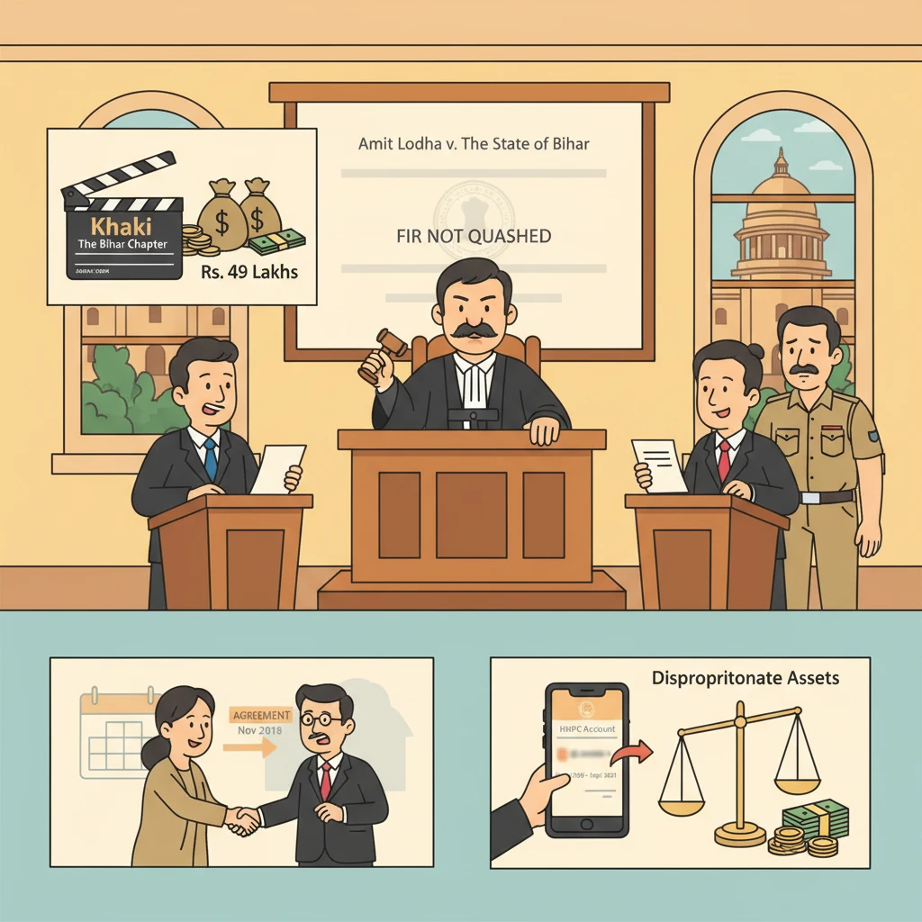 Illustration of Patna High Court overseeing a vigilance case against a senior IPS officer.
