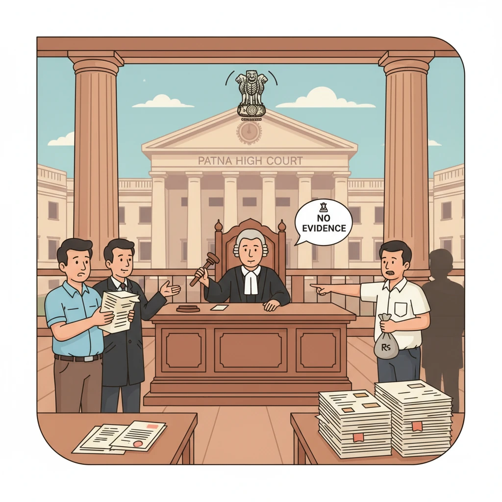 Illustration of Patna High Court reviewing a departmental dismissal for alleged bribery.