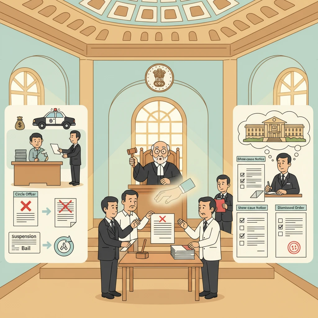 Illustration of Patna High Court reviewing a government servant’s dismissal in a disciplinary case.