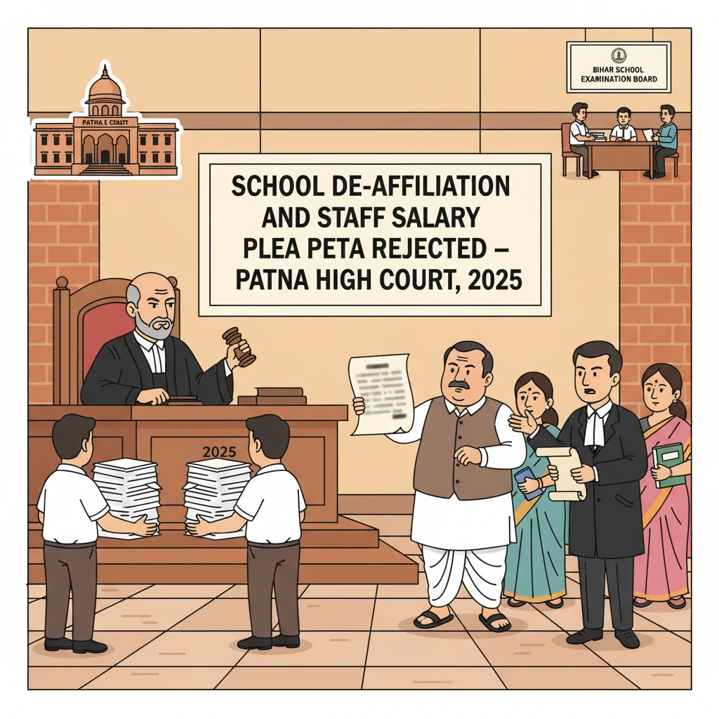 Courtroom scene representing Patna High Court decision on school de-affiliation.