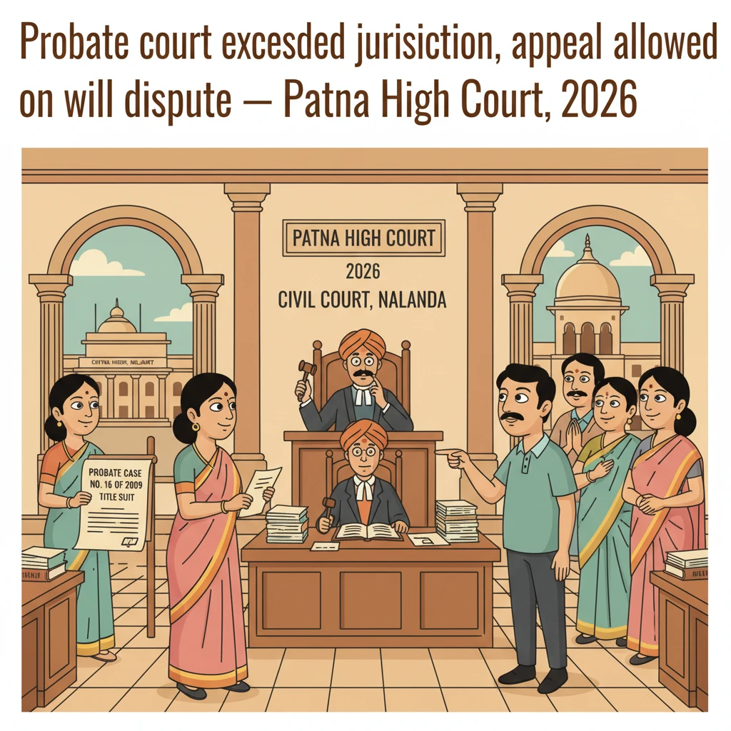Illustration of Patna High Court hearing an appeal on a disputed family will.