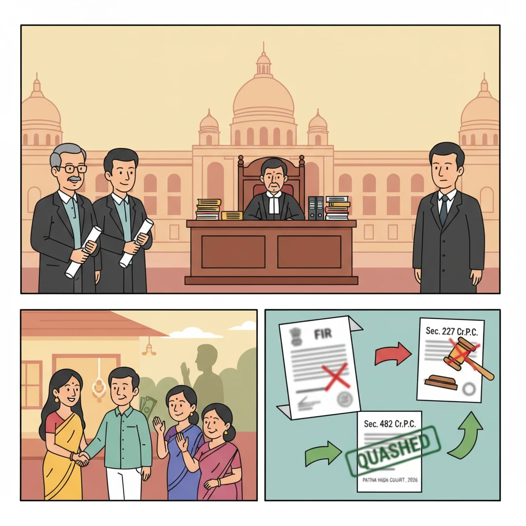 Courtroom scene representing Patna High Court decision on consensual relationship rape charge.