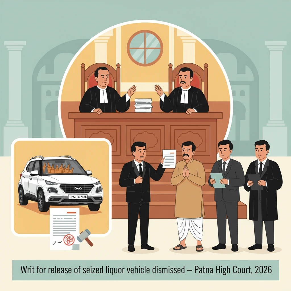 Patna High Court building with focus on vehicle confiscation under prohibition law