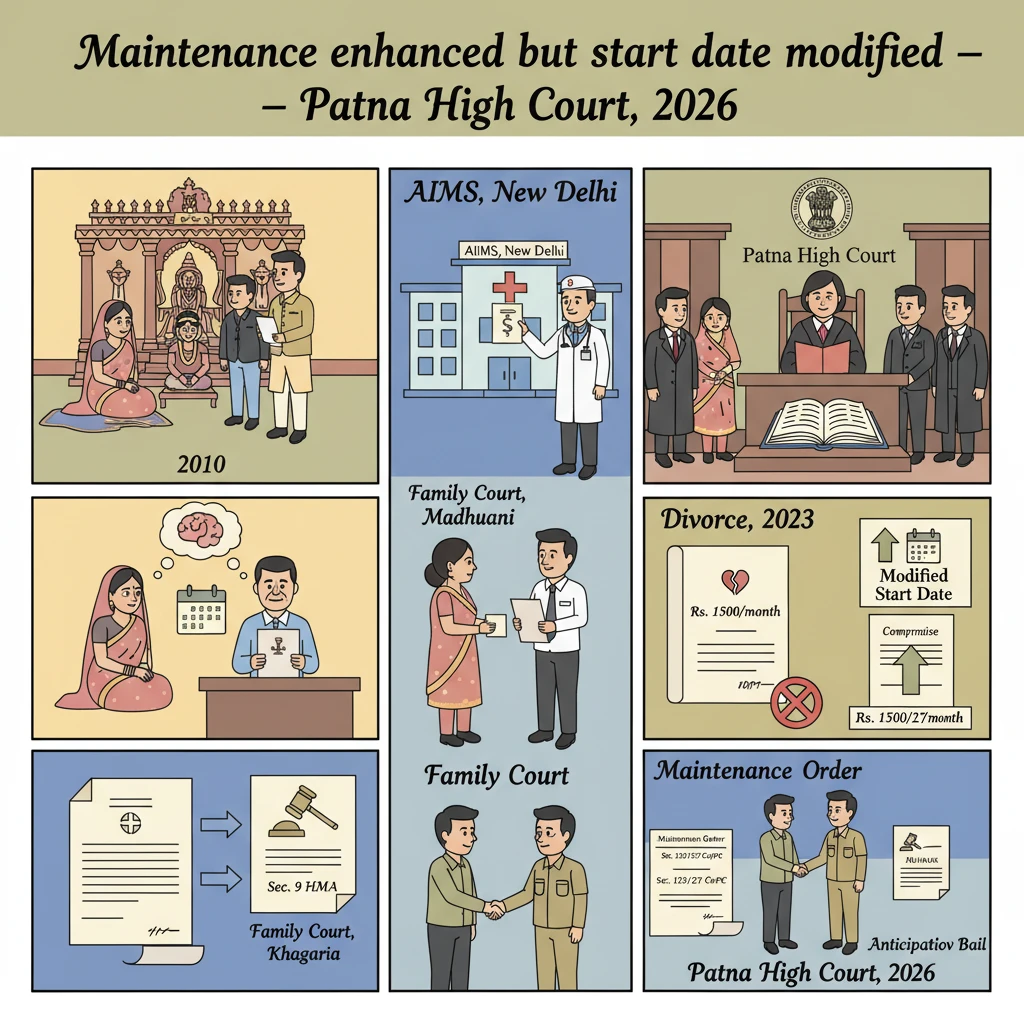 Illustration of a judge in a Patna courtroom deciding a maintenance dispute.