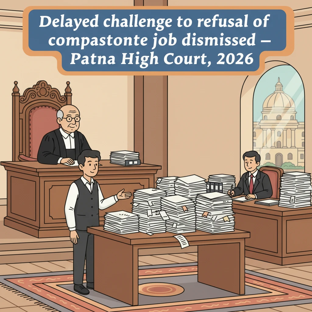 Inside view of a court hearing on a compassionate appointment dispute before the Patna High Court.