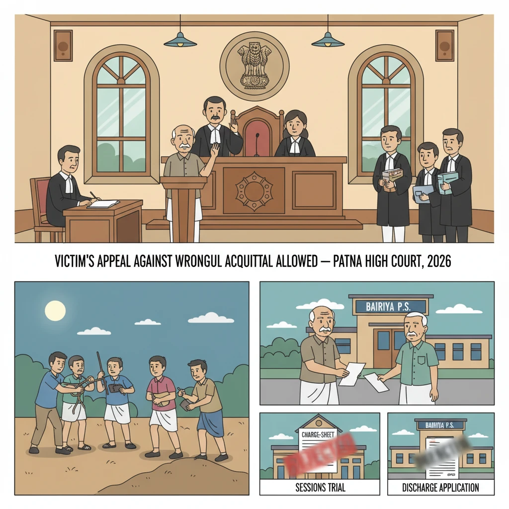 Courtroom scene at Patna High Court during hearing on a criminal appeal against acquittal.