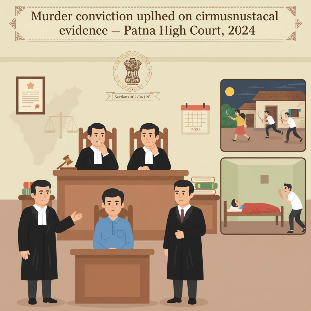 Illustration of Patna High Court hearing a criminal appeal in a murder case.