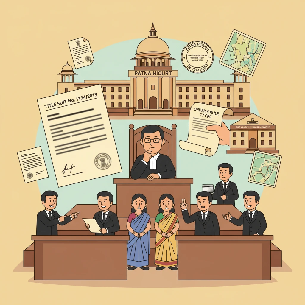 Illustration of Patna High Court reviewing a trial court order in a property dispute.