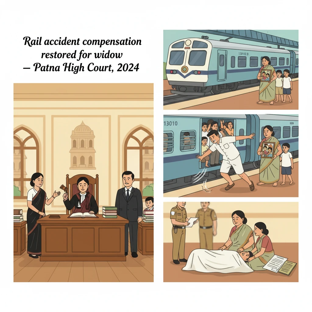 Illustration of Patna High Court reviewing a railway accident compensation claim.