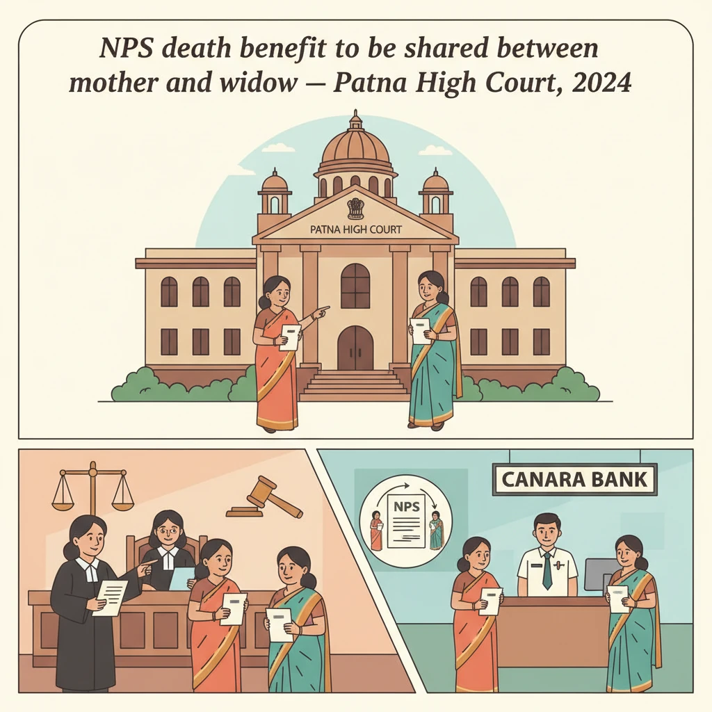Illustration of Patna High Court examining dispute over NPS death benefits.