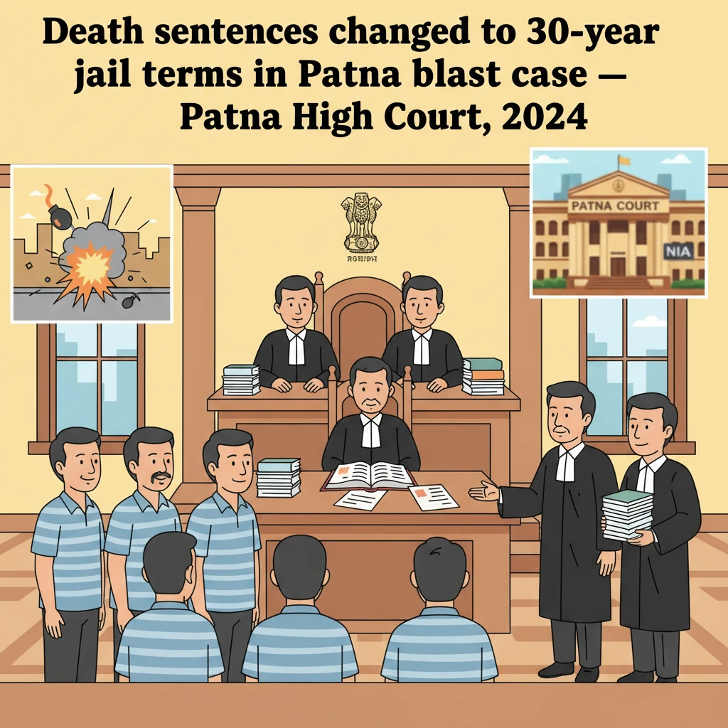 Illustration of Patna High Court hearing on sentencing in the 2013 Patna serial blast case.