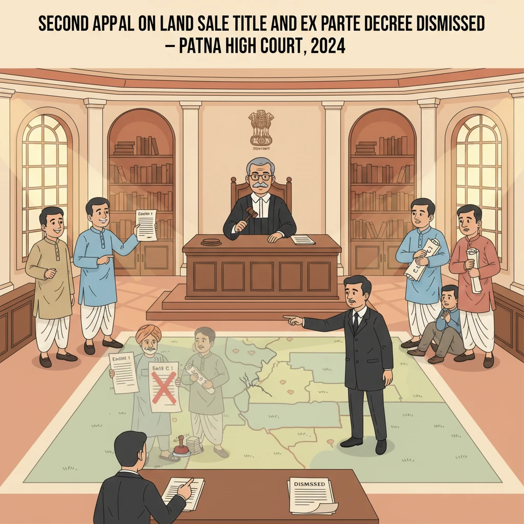 Illustration of Patna High Court building in a land title dispute case.
