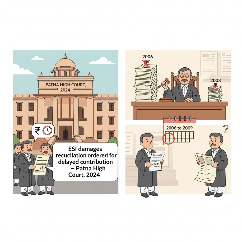 Illustration of Patna High Court reviewing ESIC damages for delayed ESI contribution.