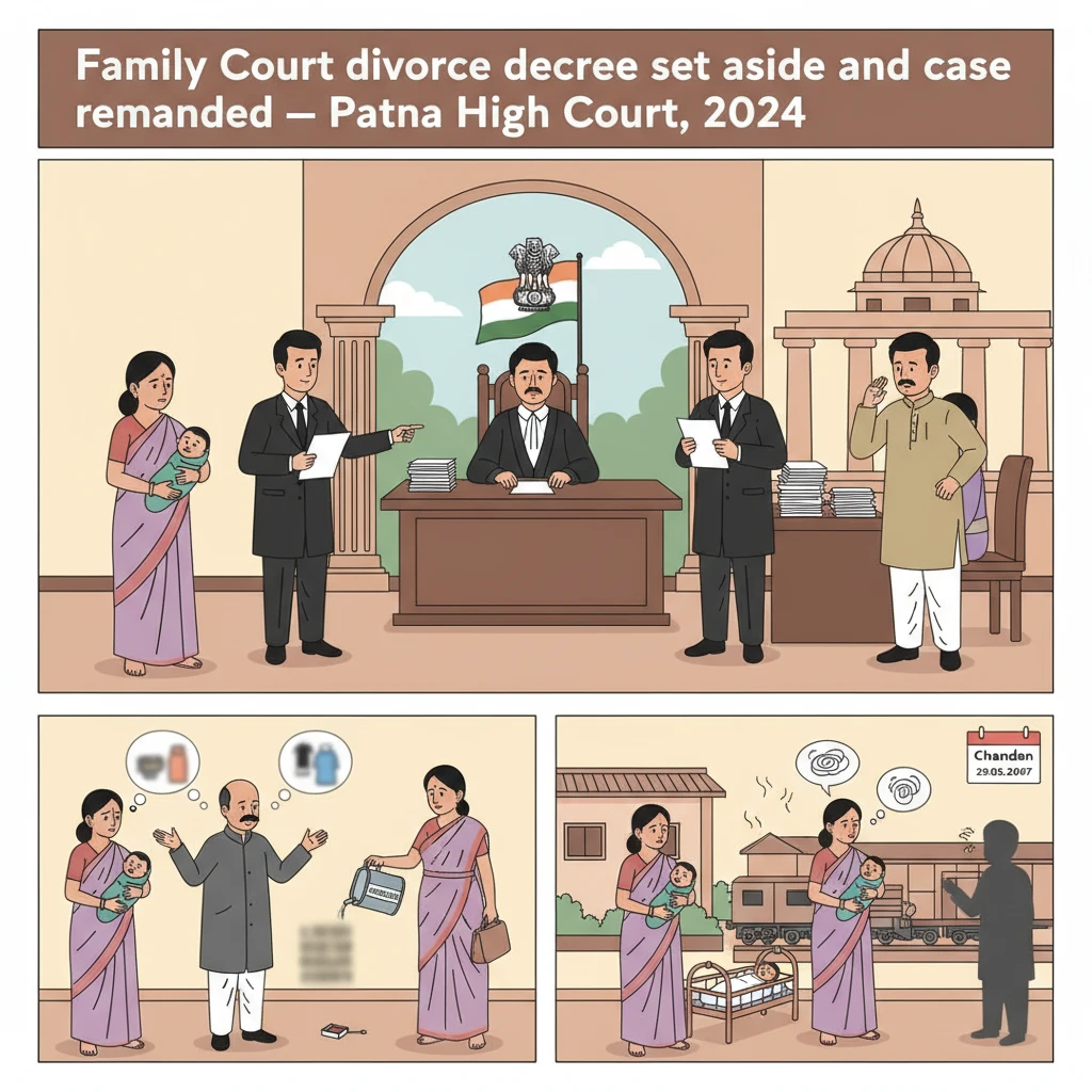 Illustration of Patna High Court reviewing a family court divorce decree.