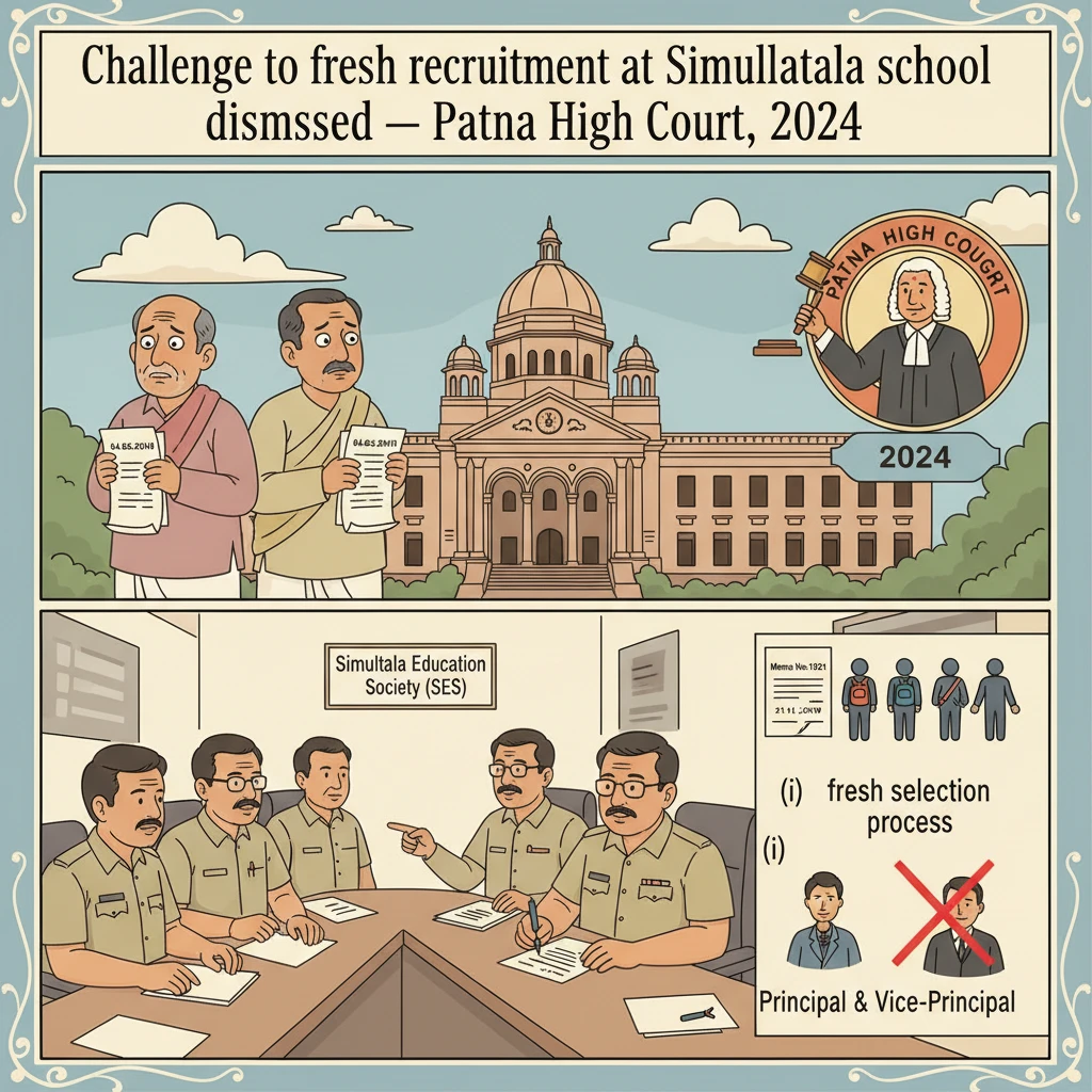 Illustration of Patna High Court building relating to recruitment at a government residential school.