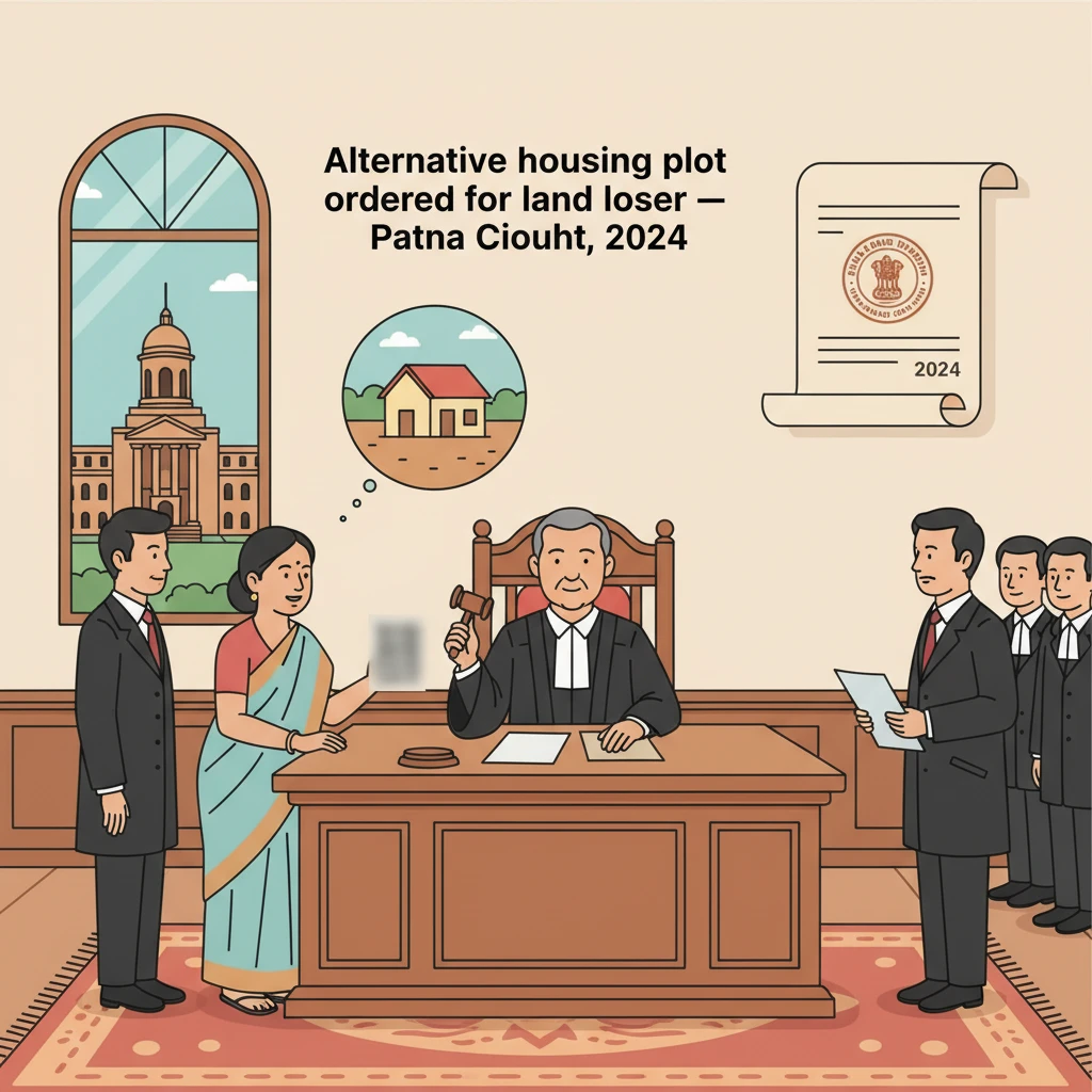 Illustration of Patna High Court ordering Bihar housing authorities to give an alternative plot to a land loser.