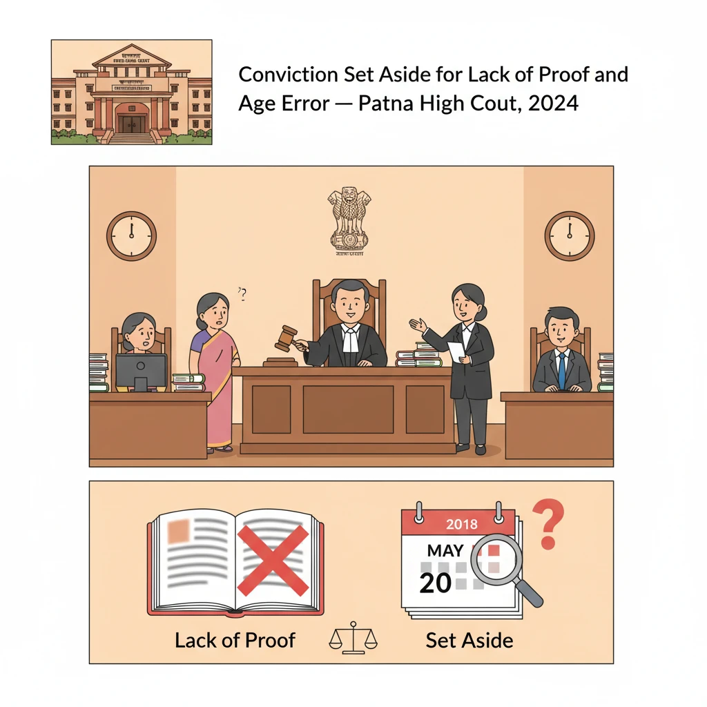 Illustration of Patna High Court building in a criminal appeal on POCSO and rape charges.