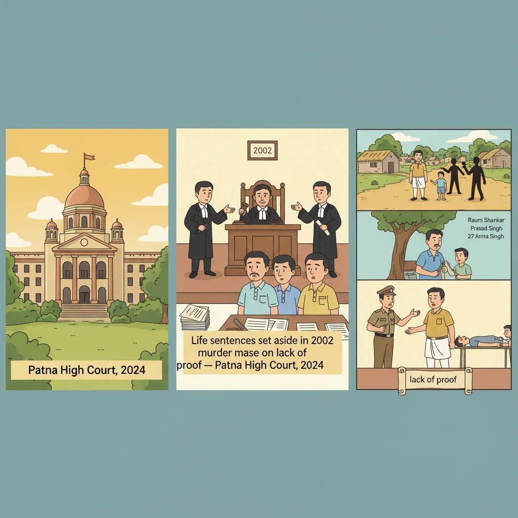 Illustration of Patna High Court building symbolising a 2002 Malpur murder appeal decision.