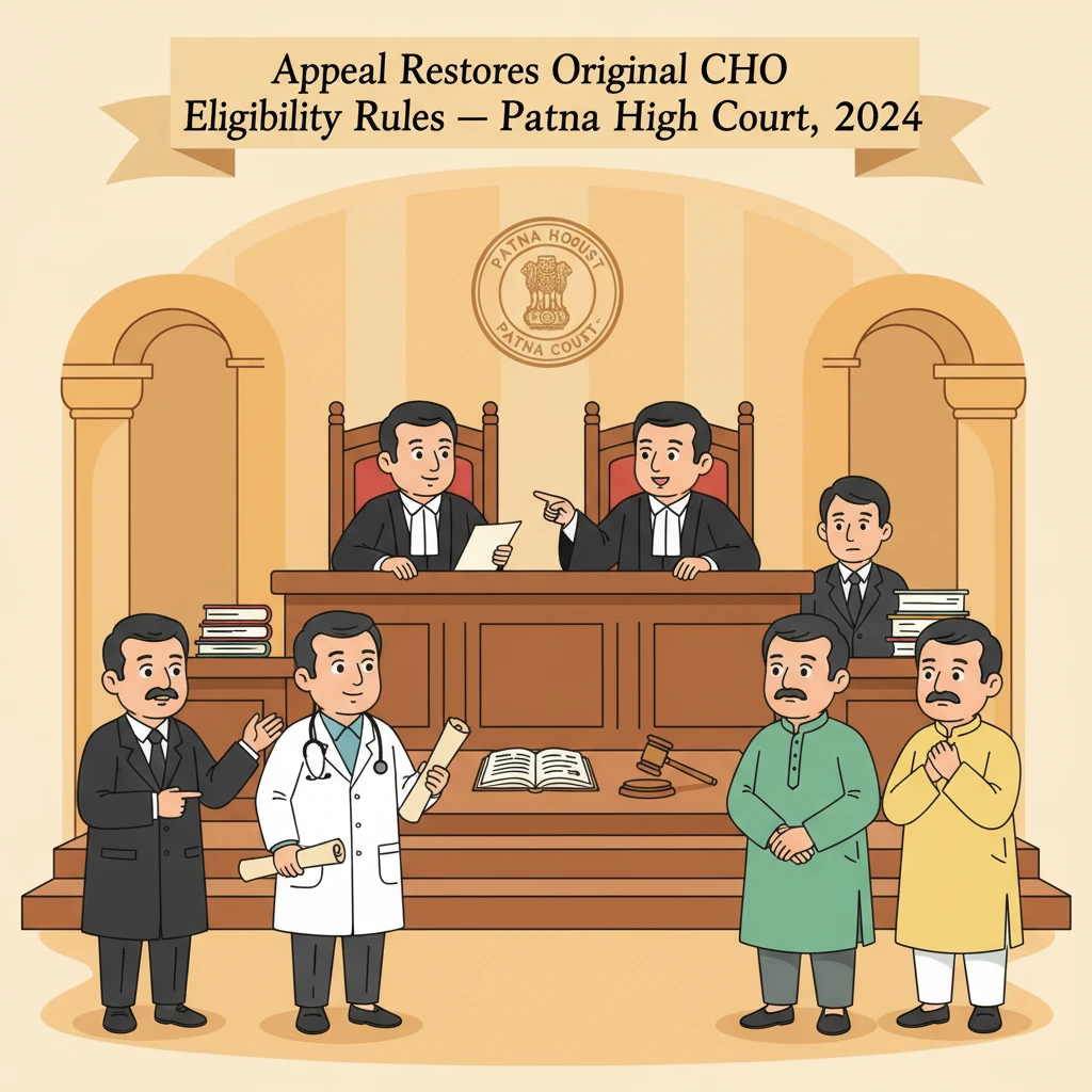 Patna High Court judges hearing a case on eligibility for Community Health Officer posts.