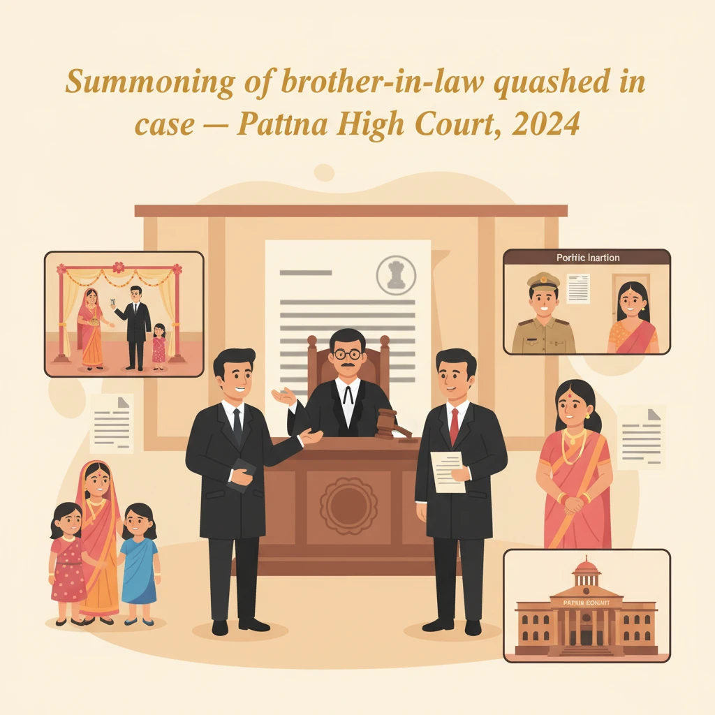 Courtroom scene representing Patna High Court reviewing a dowry-cruelty complaint