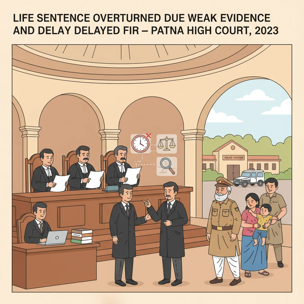 Illustration of Patna High Court examining evidence in a criminal appeal against a murder conviction.