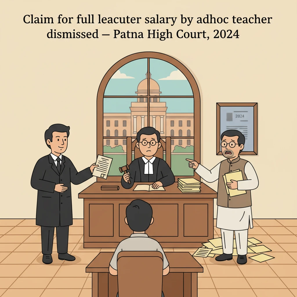 Illustration of Patna High Court building representing an adhoc lecturer salary dispute.