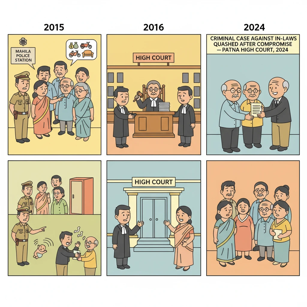 Illustration of Patna High Court examining a matrimonial dowry harassment case.