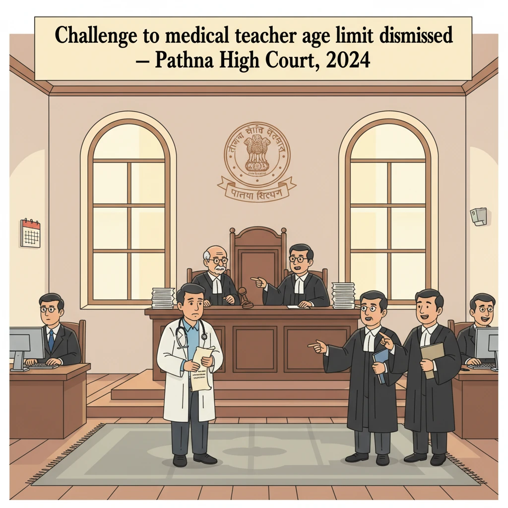Illustration of Patna High Court examining age limits for medical teacher recruitment.