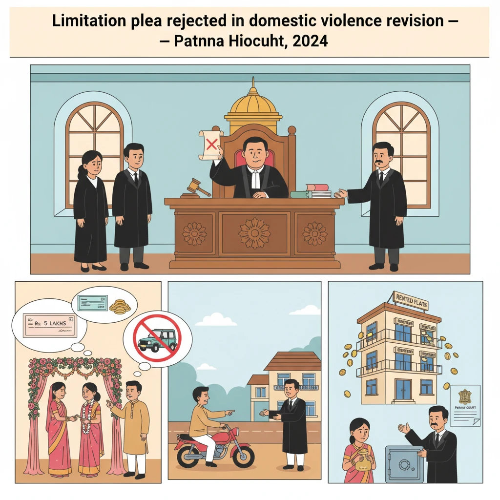 Illustration of Patna High Court building symbolising a domestic violence protection ruling.