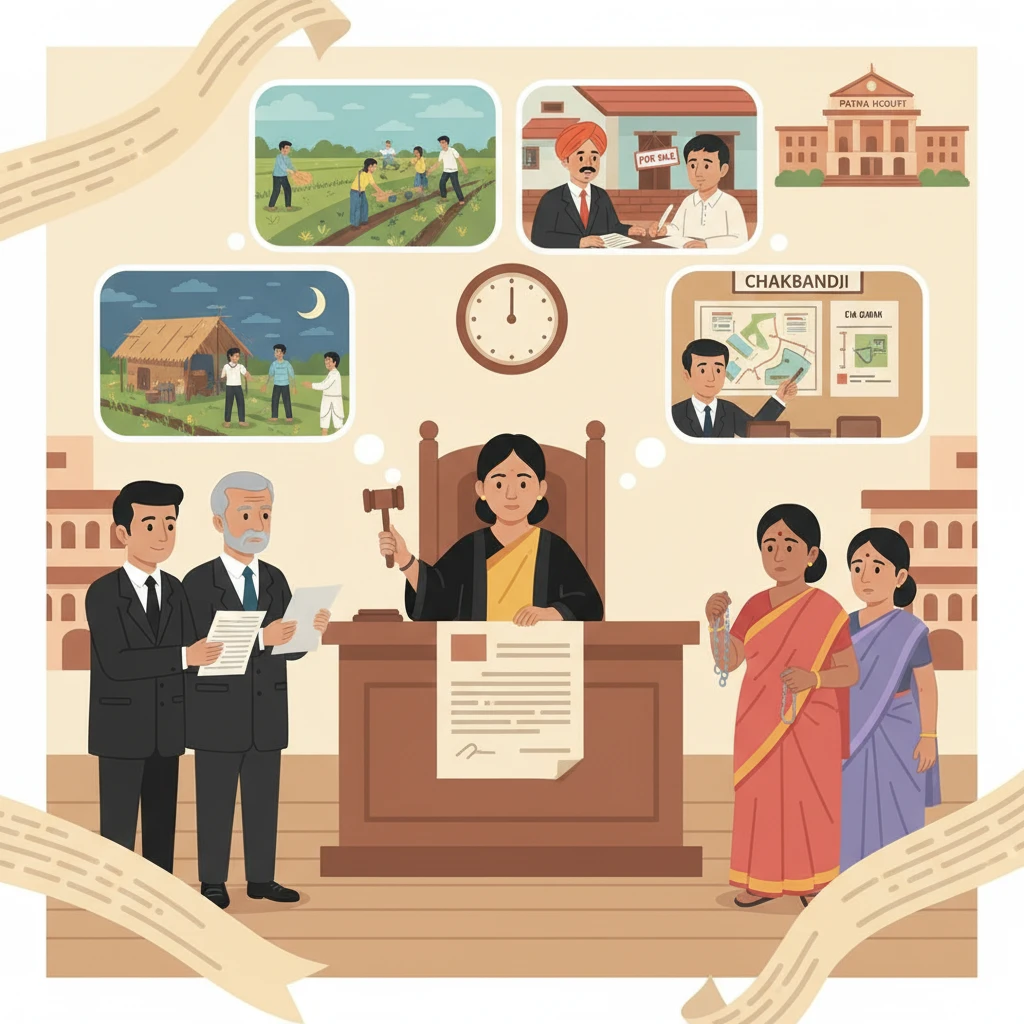 Illustration of Patna High Court building symbolising quashing of a land dispute criminal case.