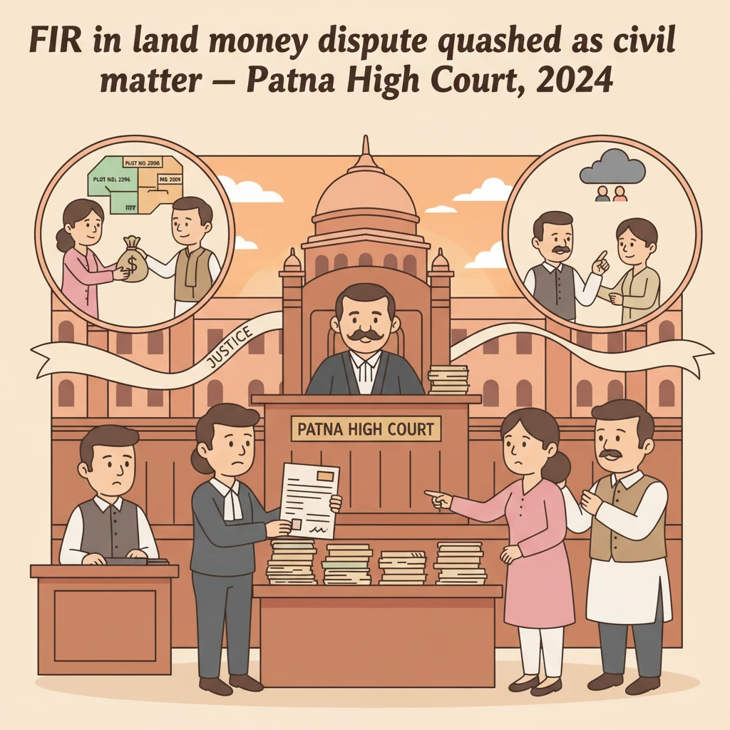 Illustration of Patna High Court building symbolising a land sale dispute judgment.