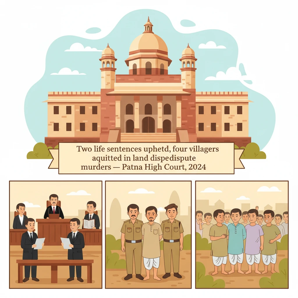 Illustration of Patna High Court building in a criminal appeal over a village land dispute murder