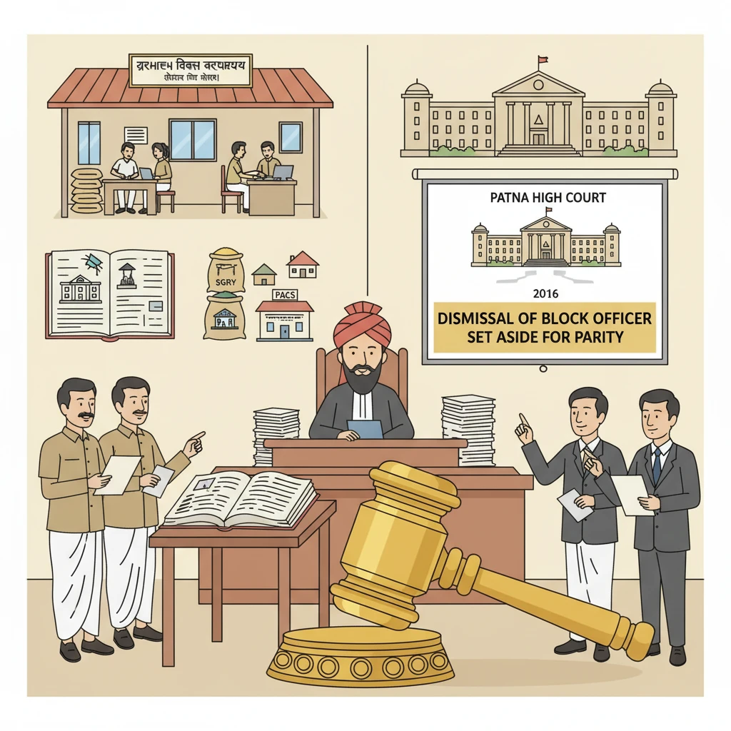 Illustration of Patna High Court reviewing a dismissal order against a government officer.