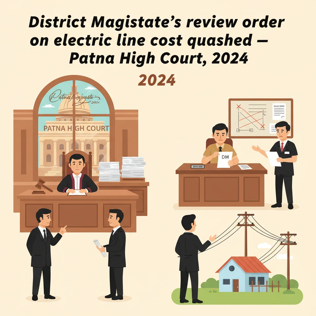 Illustration of Patna High Court reviewing a dispute over shifting an electricity line from private land.