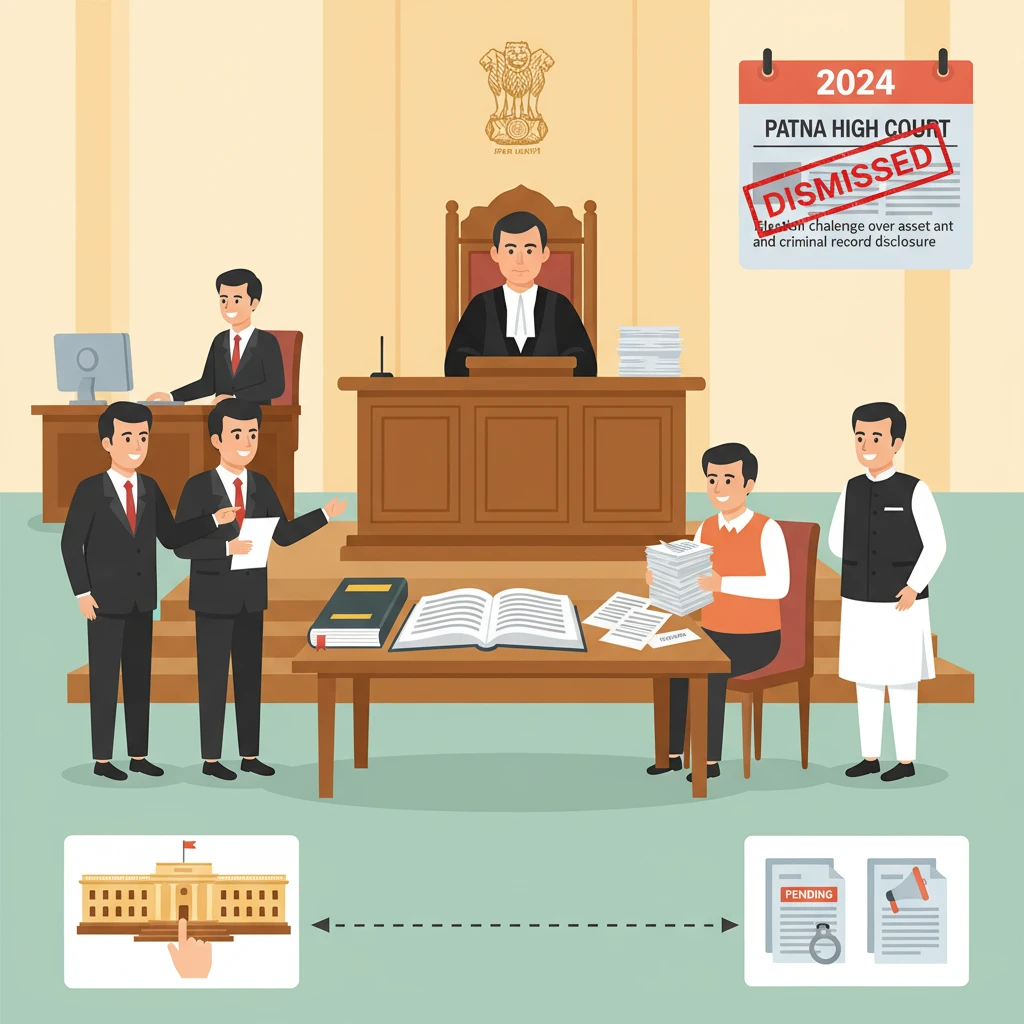 Inside view of Patna High Court during hearing of an election petition about asset disclosure.