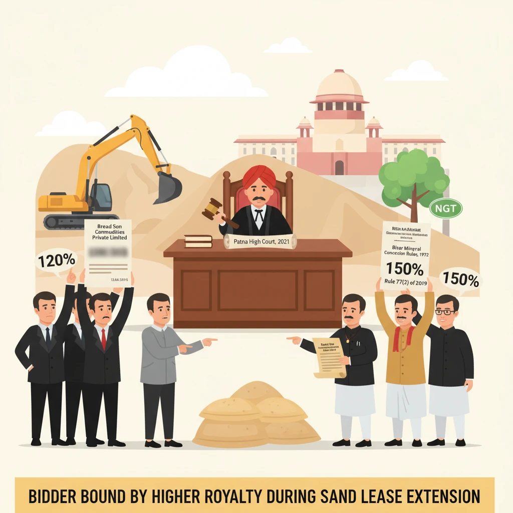 Illustration of Patna High Court examining a dispute over sand mining royalty in Bihar
