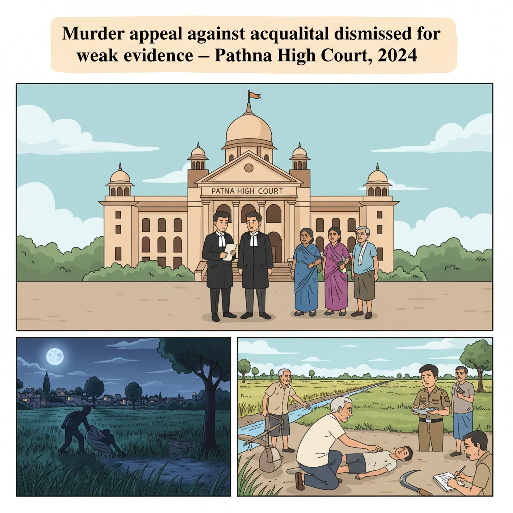 Courtroom scene representing Patna High Court hearing a murder appeal against acquittal.