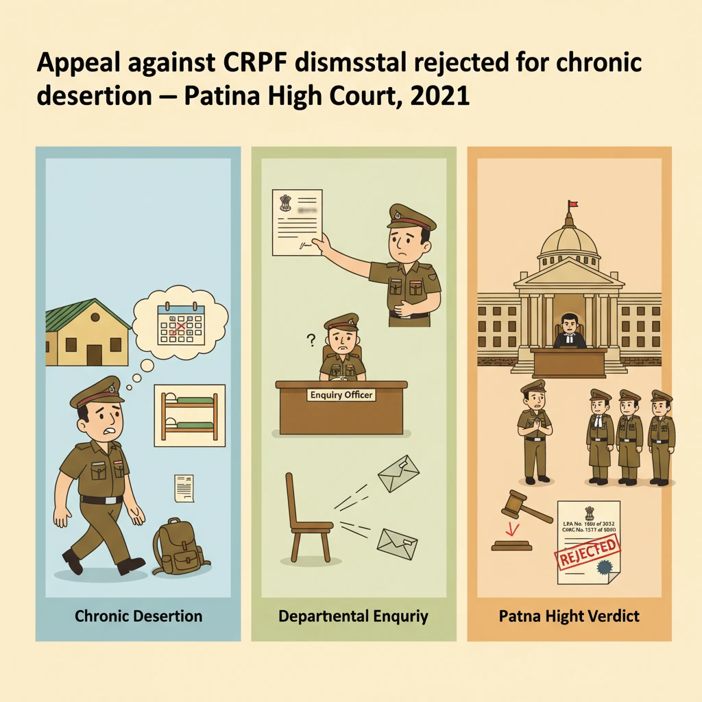 Illustration of Patna High Court reviewing a CRPF departmental dismissal case.