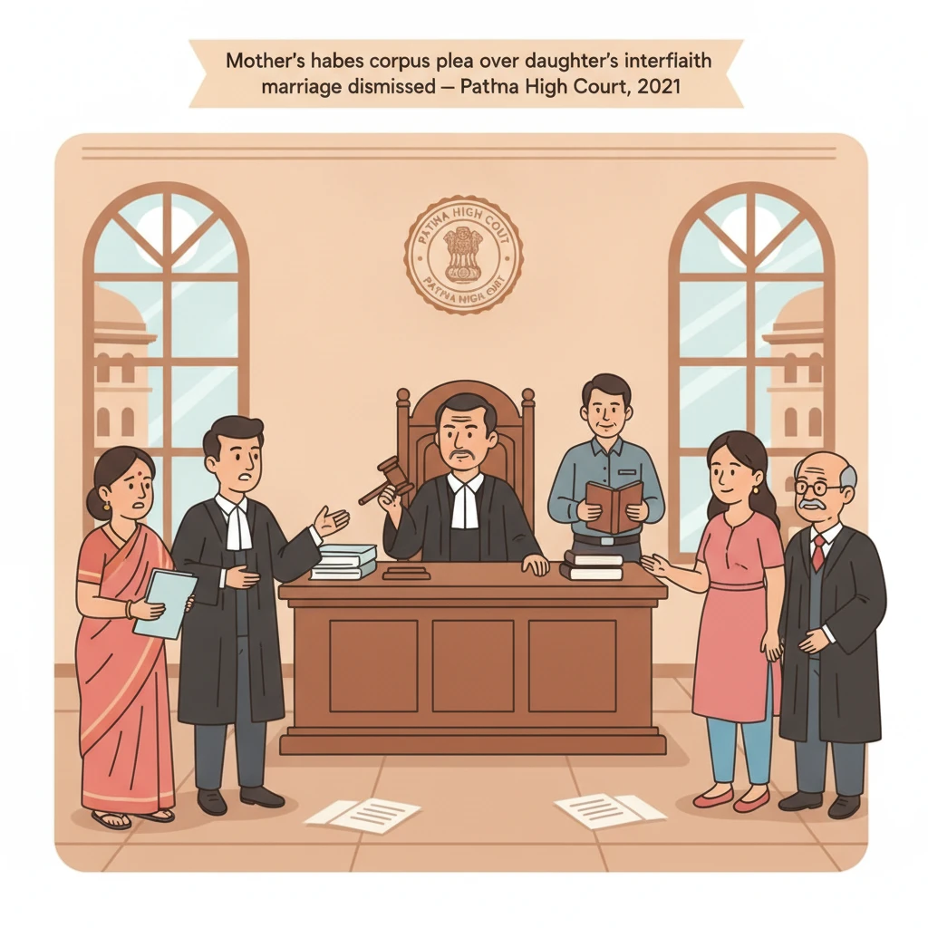 Patna High Court judges hearing a habeas corpus case about an adult woman’s interfaith marriage.